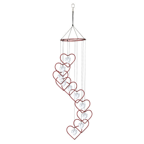 Spiral Tune Red Heart Chime with Heart Crystals by Red Carpet Studios