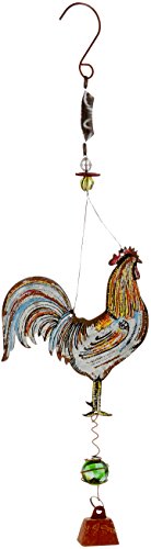 Galvanized Metal Rooster Bouncy Hanging Garden Decoration by Sunset Vista Designs