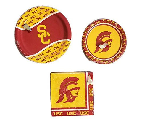 University of Southern California USC Trojans Party Bundle 9" Plates (8) 7" Plates (8) Napkins (20)