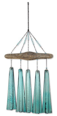 Sea Breeze Turquoise Glass Wind Chime by Sunset Vista Designs, 17"