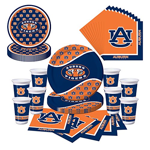 Auburn Tigers Party Pack - Plates, Cups, Napkins - Serves 8